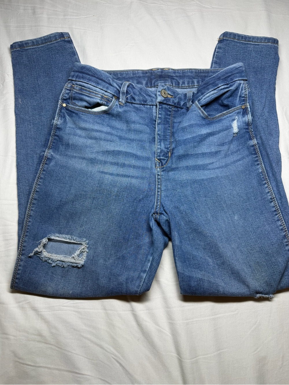 Rewash Blue Skinny Jeans with Distressed Knee